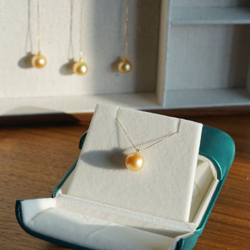 11-12mm Golden South Sea Pearl & Sasha Pendant Necklace - House Of Pearls